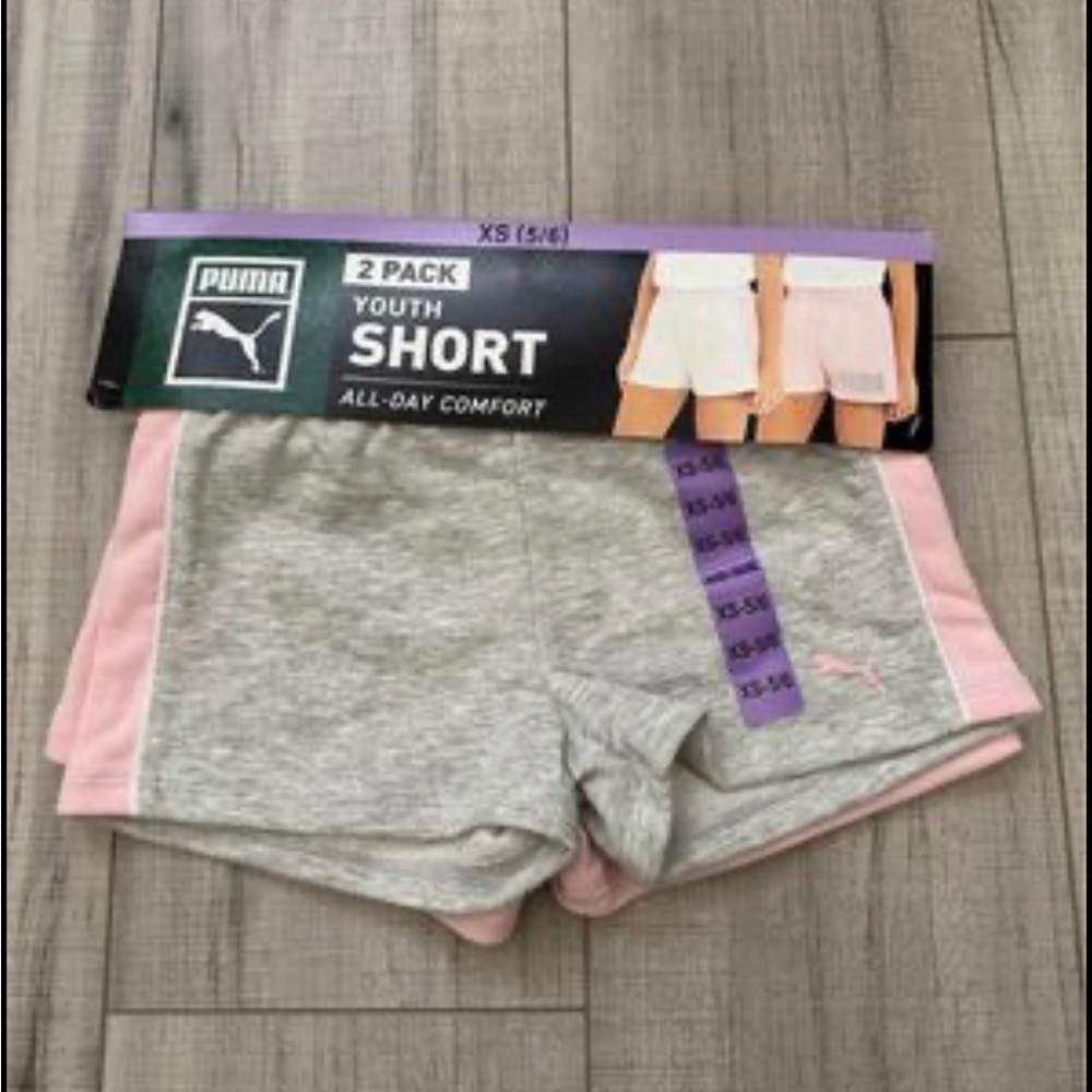 PUMA 2-Pack Girls' Shorts - Size XS(5/6)